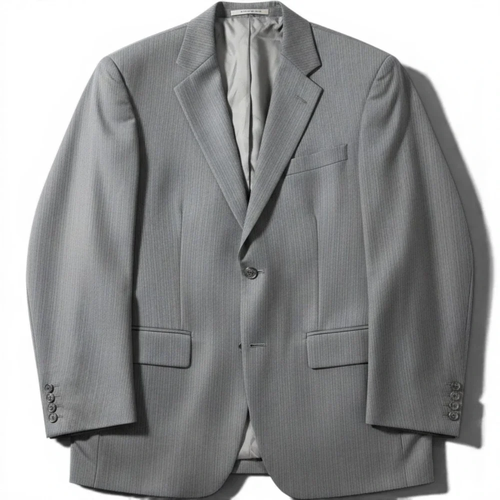 Kenneth Cole New York Mens Grey Pinstripe 100% Wool Suit Jacket Blazer 44R